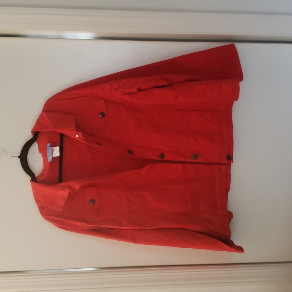 24w bright red denim jacket
